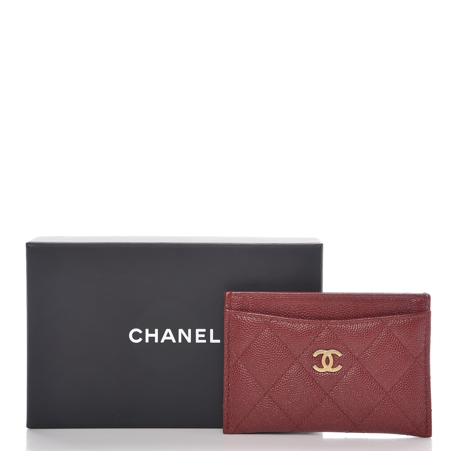 Chanel Iridescent Caviar Quilted Card Holder Burgundy 9 of 9