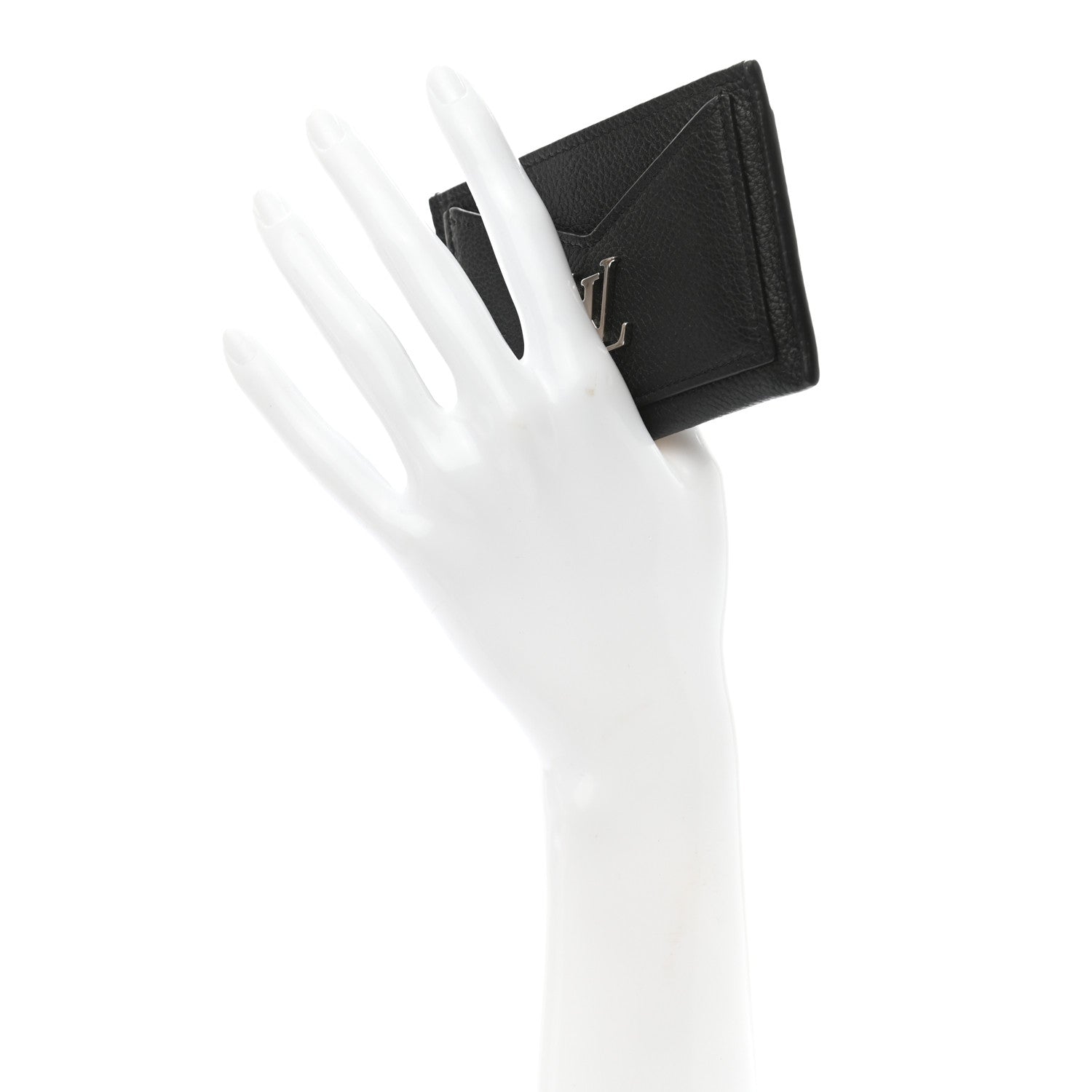 Louis Vuitton Calfskin Lockme Card Holder Black 2 of 7