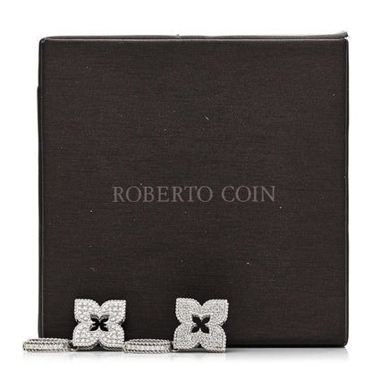 Roberto Coin 18K White Gold Diamond Venetian Princess Pave Flower Drop Earrings 5 of 5