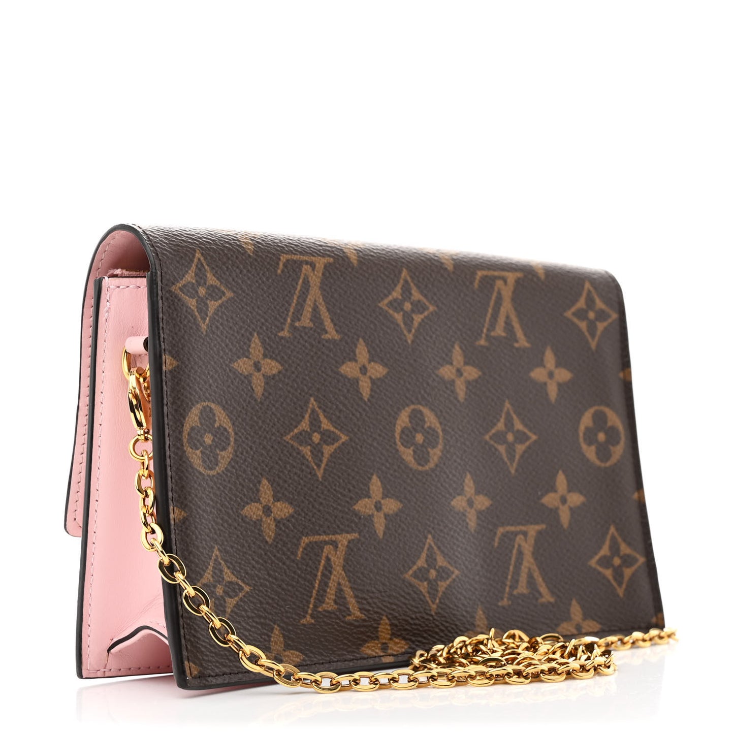 Monogram Flore Chain Wallet Rose Ballerine