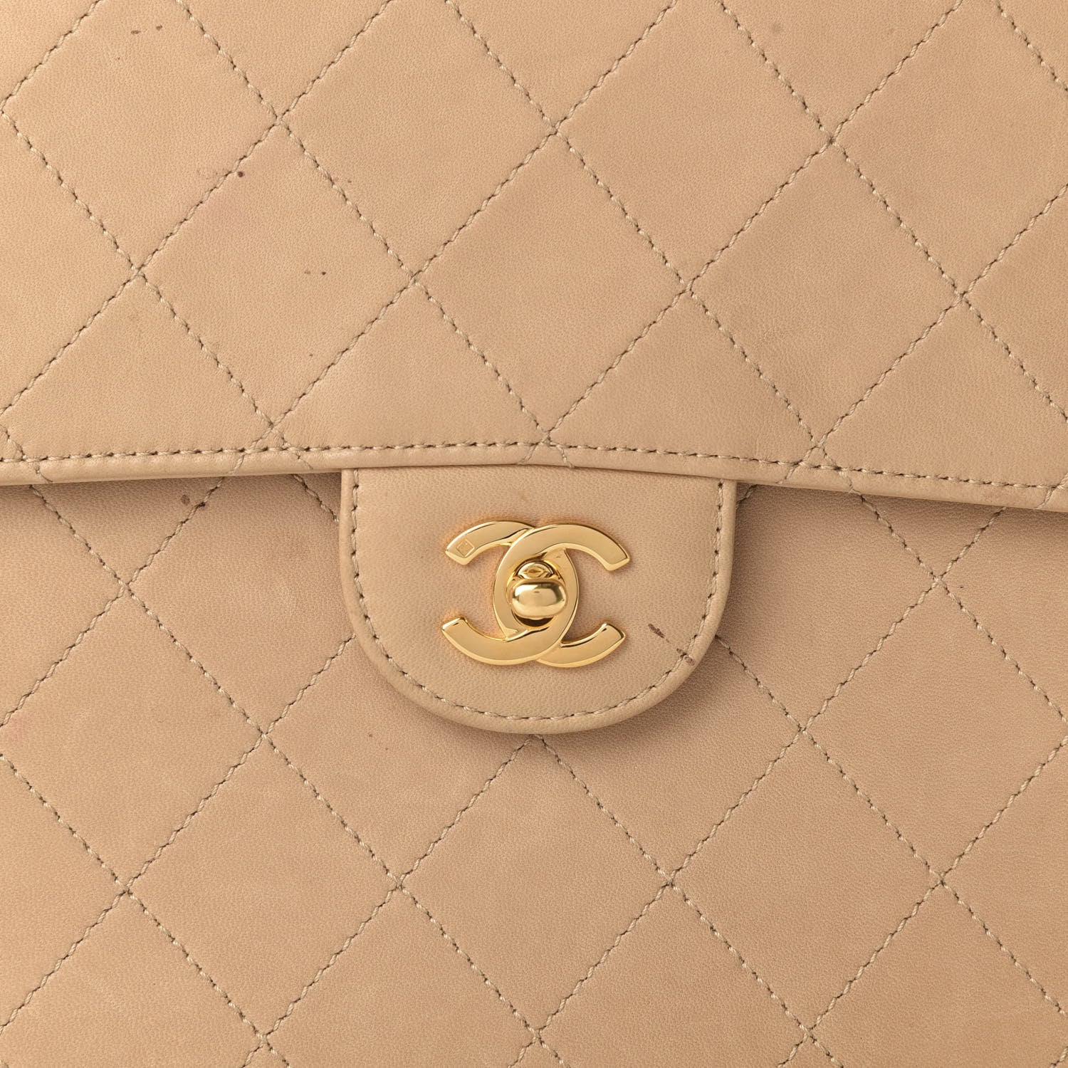 Chanel Lambskin Quilted Maxi Single Flap Beige 11 of 15