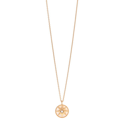 Christian Dior 18K Yellow Gold Diamond Mother of Pearl Rose Des Vents Medallion Necklace 1 of 8