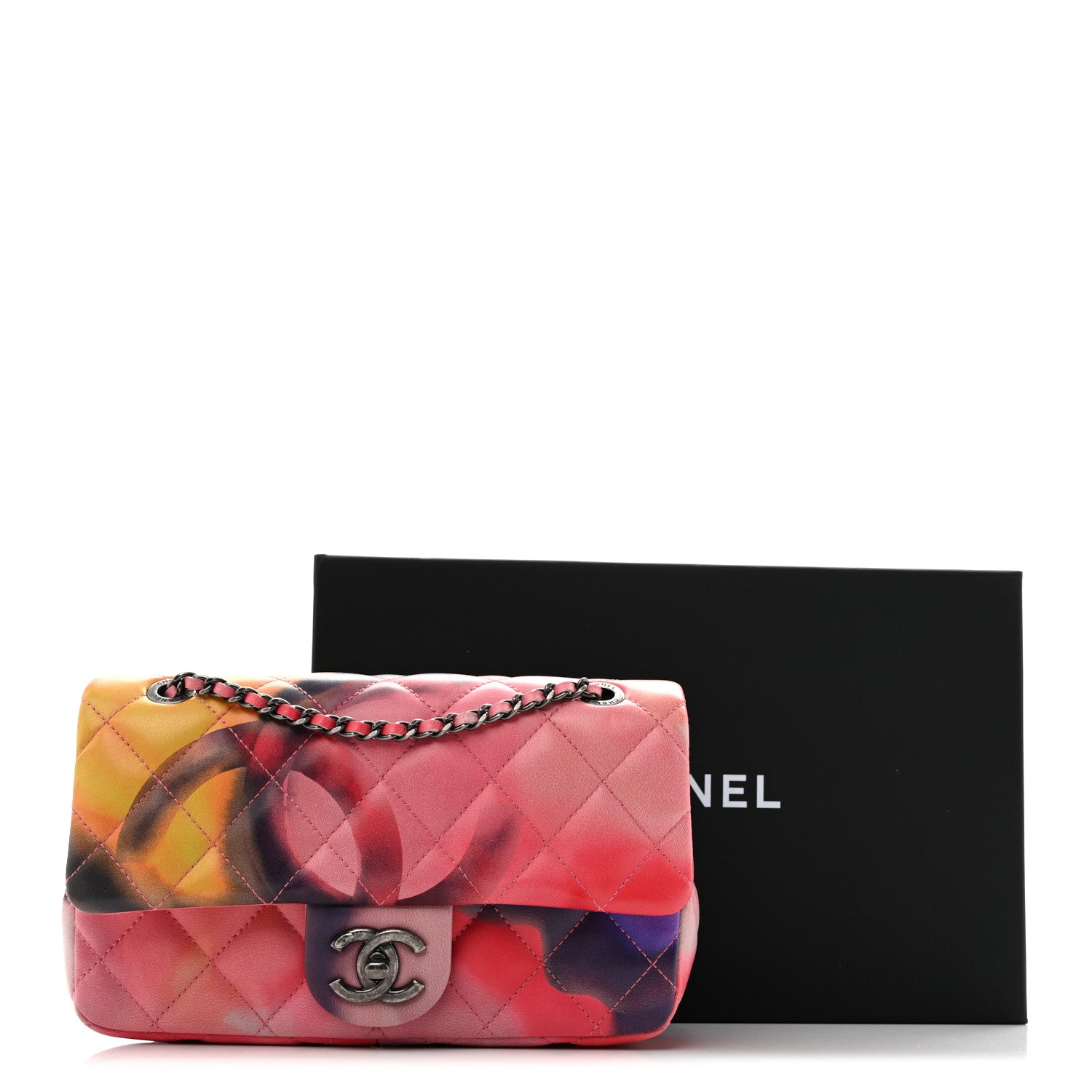 Chanel Printed Lambskin Quilted Small Flower Power Flap Ecru Orange Red Purple 11 of 11