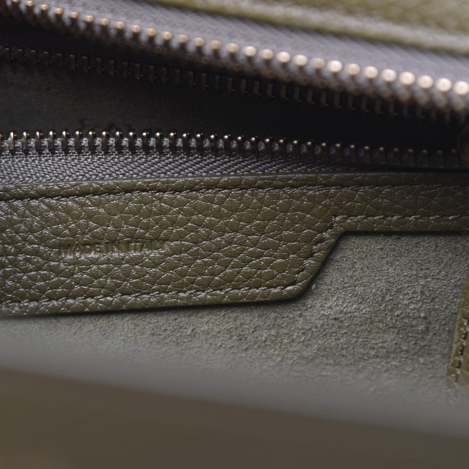 Celine Drummed Calfskin Micro Luggage Dark Olive 6 of 11
