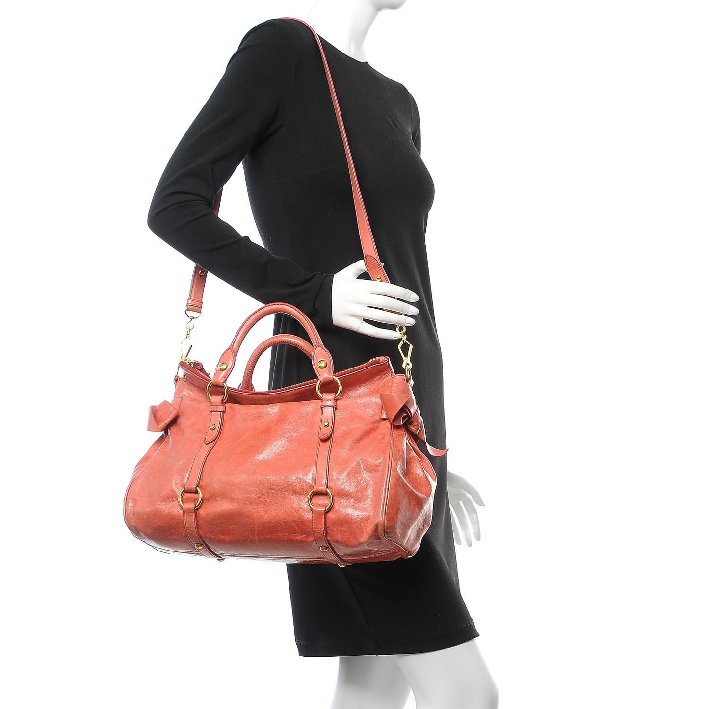 Vitello Lux Medium Bow Bag Rosa