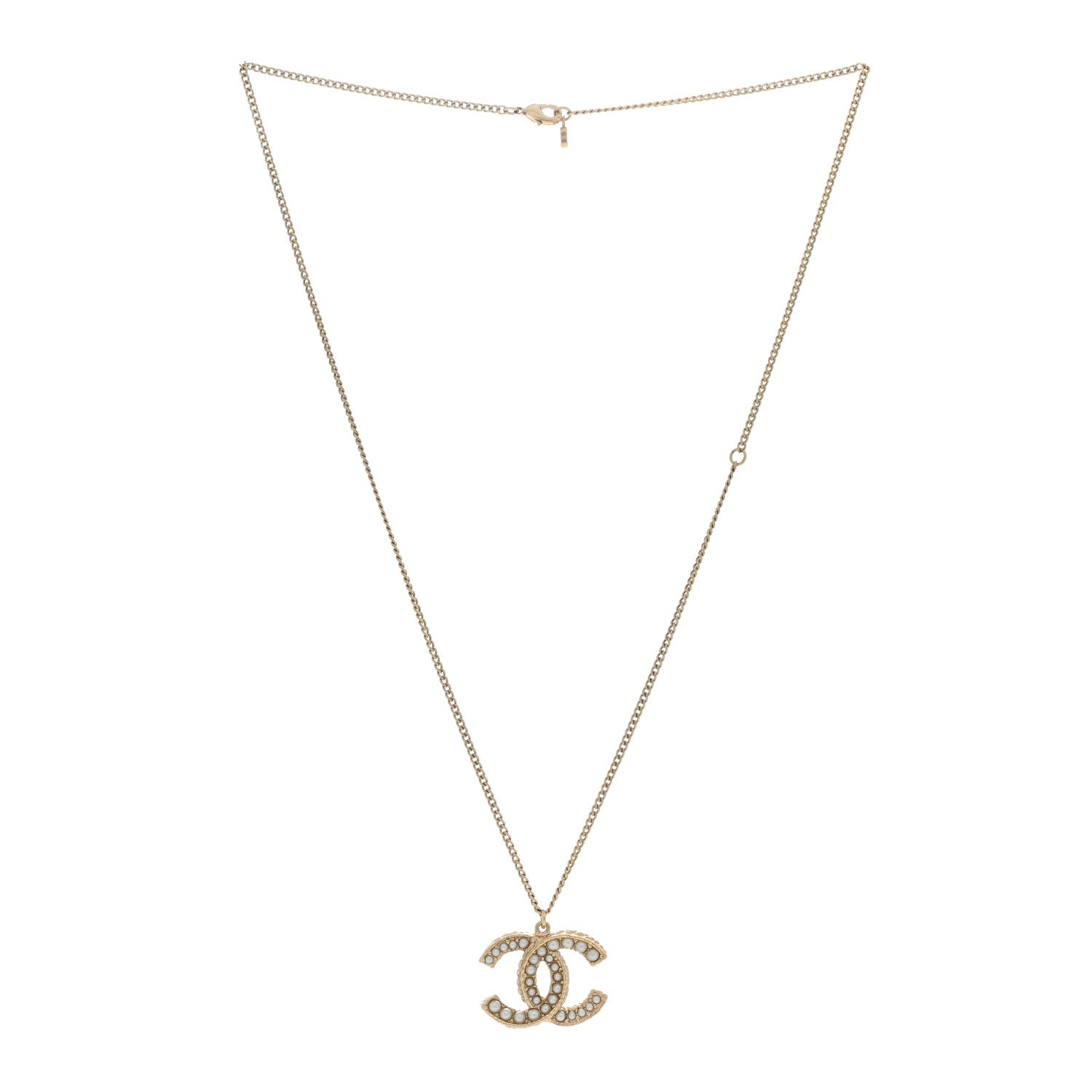 Chanel Pearl CC Pendant Necklace Gold 2 of 3