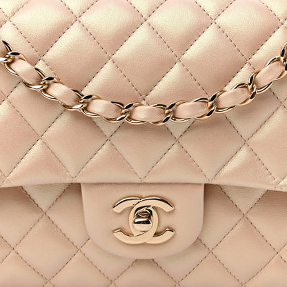 Chanel Iridescent Calfskin Quilted Medium Double Flap Beige 8 of 14
