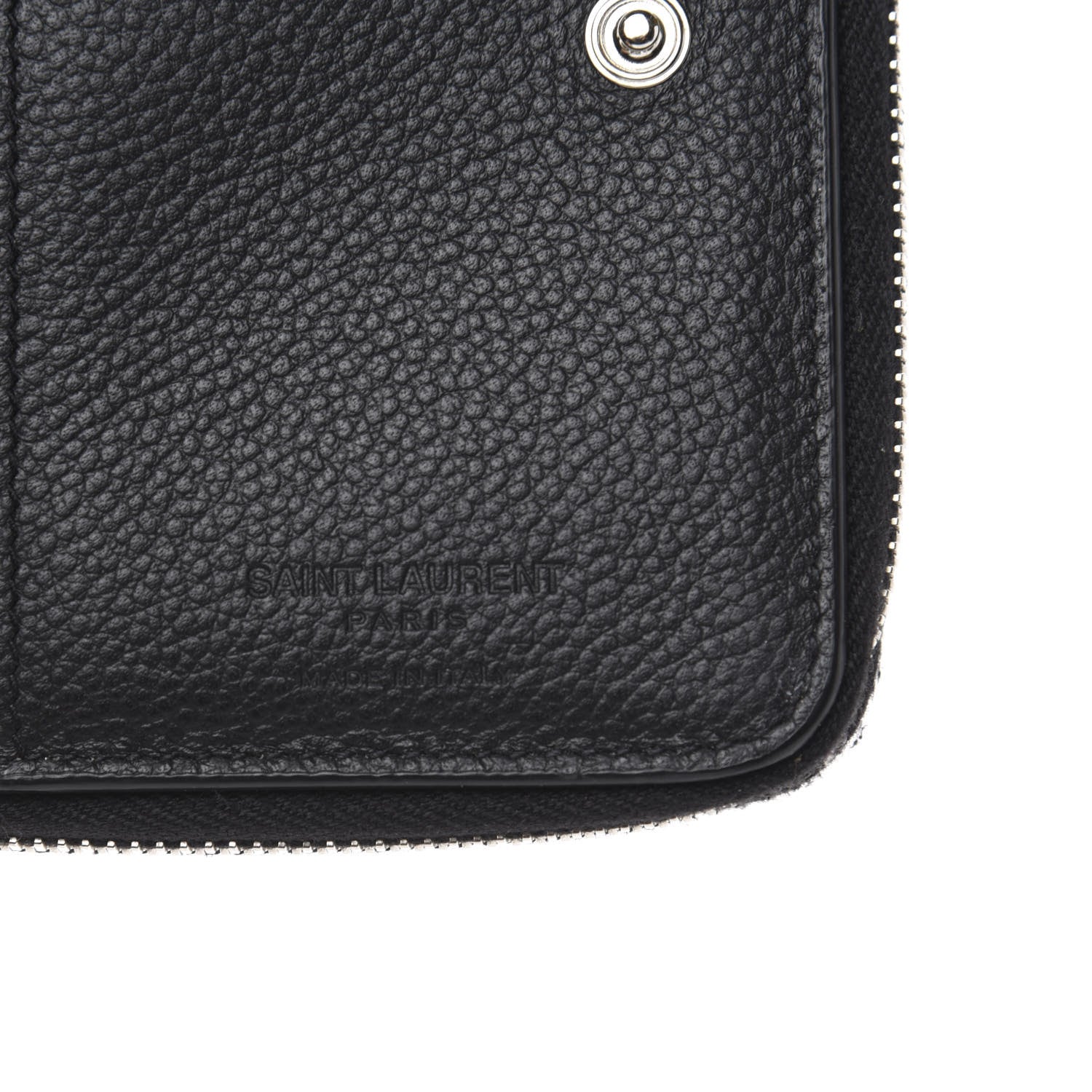 Saint Laurent Grained Calfskin Rive Gauche Compact Zip Around Wallet Black 6 of 7