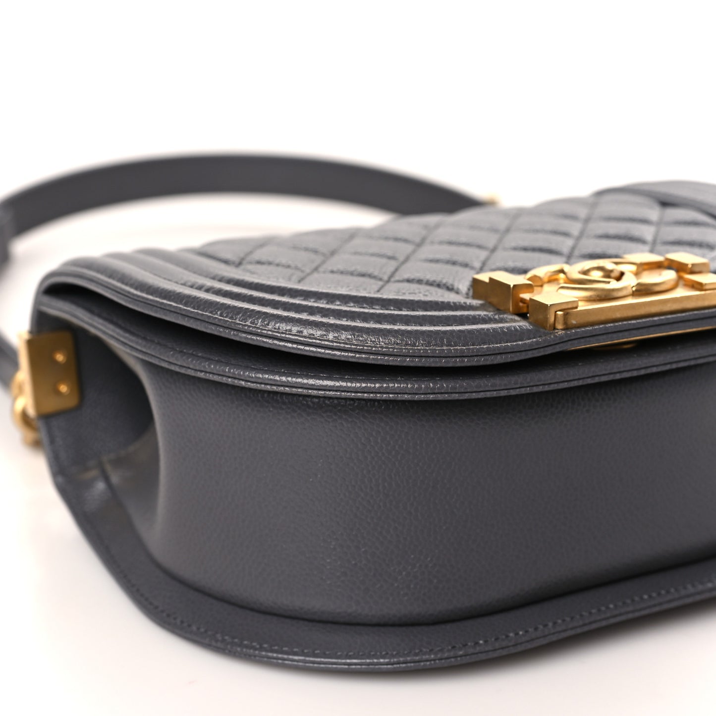 Caviar Quilted Small Boy Messenger Bag Dark Grey