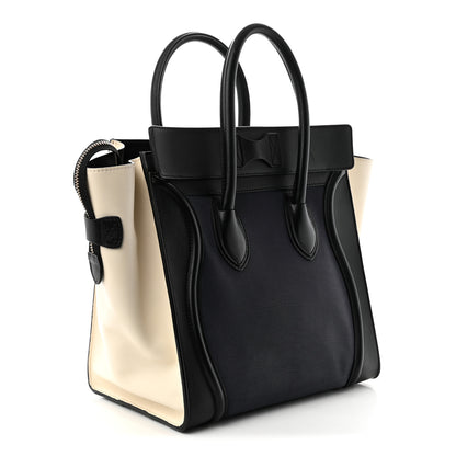 Celine Elephant Calfskin Mini Tri-Color Luggage Blue Black White 3 of 11