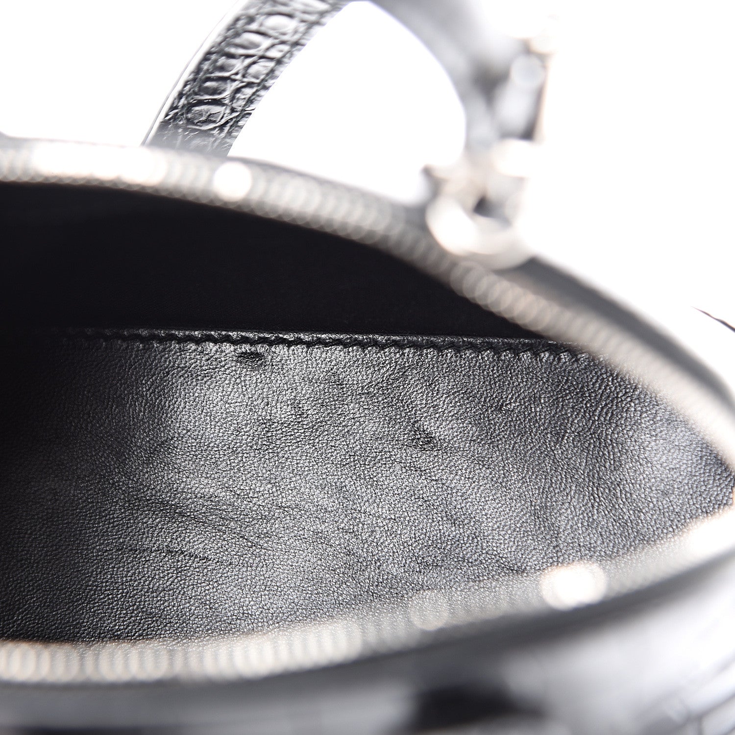 Balenciaga Calfskin Logo Crocodile Embossed XXS Ville Top Handle Bag Black White 7 of 11