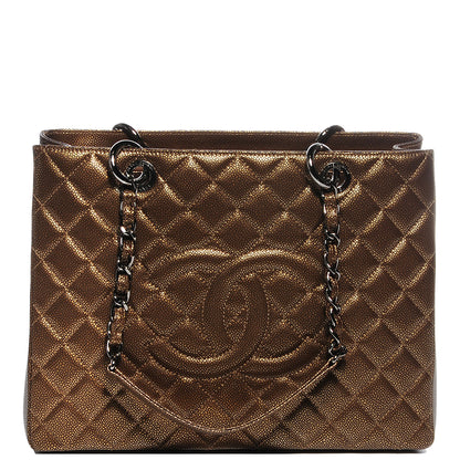 Chanel Metallic Caviar Grand Shopping Tote GST Khaki 1 of 9