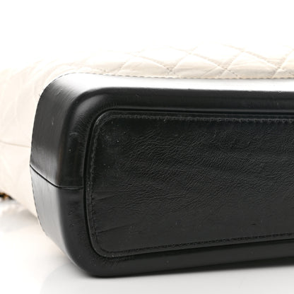 Chanel Aged Calfskin Quilted Maxi Gabrielle Hobo White Black 9 of 10