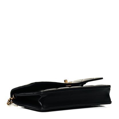 Chanel Lambskin Quilted CC Pearl Crush Wallet on Chain WOC Black 4 of 9