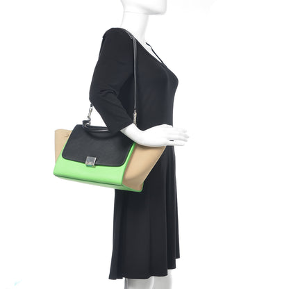 Celine Smooth Calfskin Small Tri-Color Trapeze Lime 2 of 10