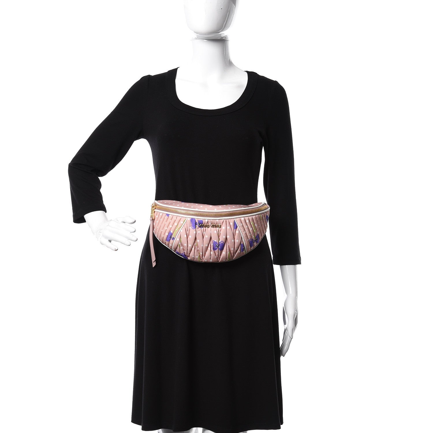 Miu Miu Faille Matelasse Flower Print Belt Bag Cipria Viola 2 of 7