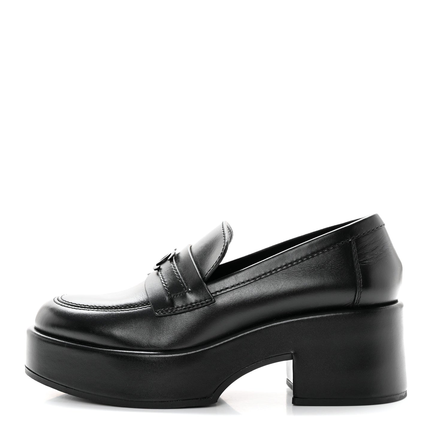Calfskin CC Platform Loafers 37 Black