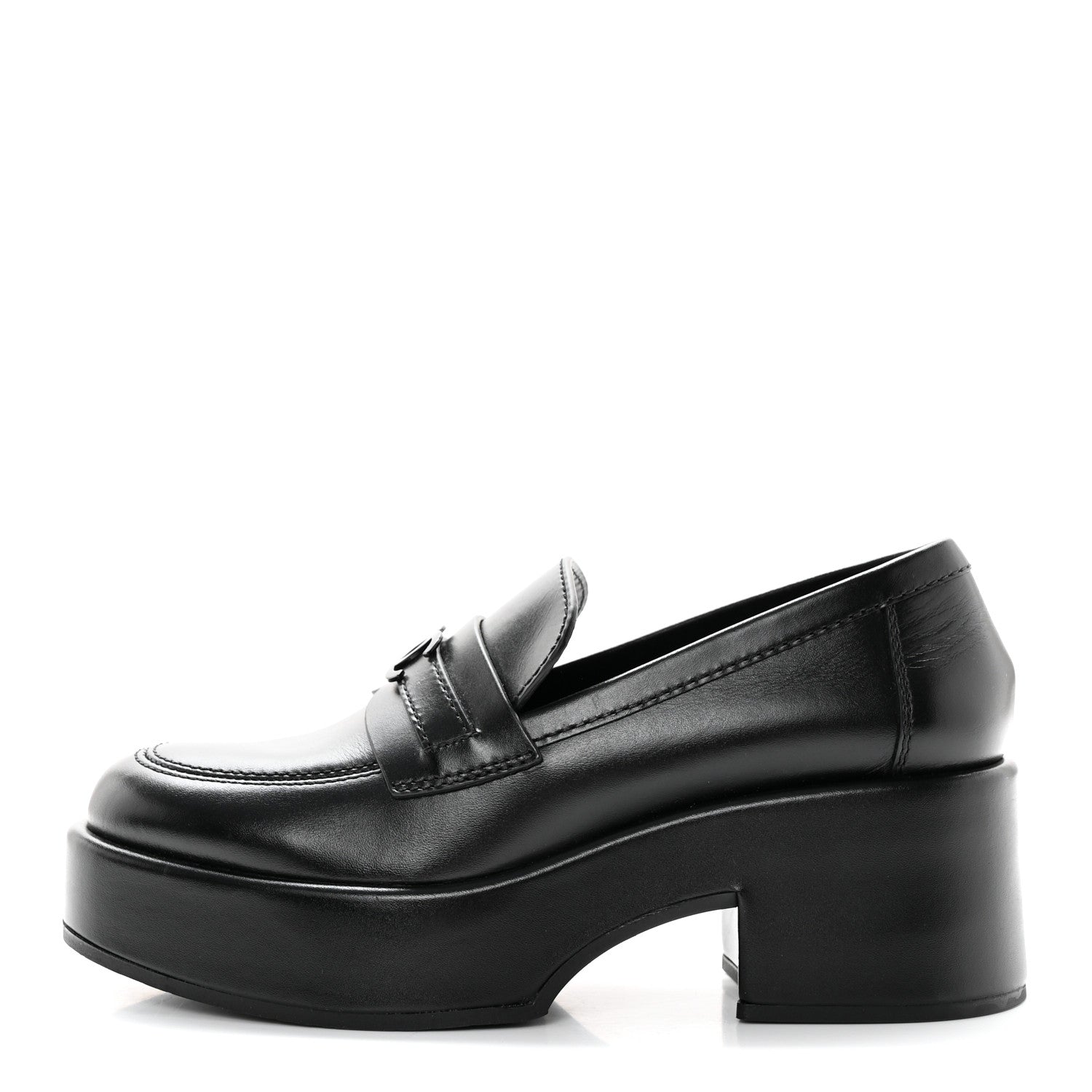 Chanel Calfskin CC Platform Loafers 37 Black 1 of 11