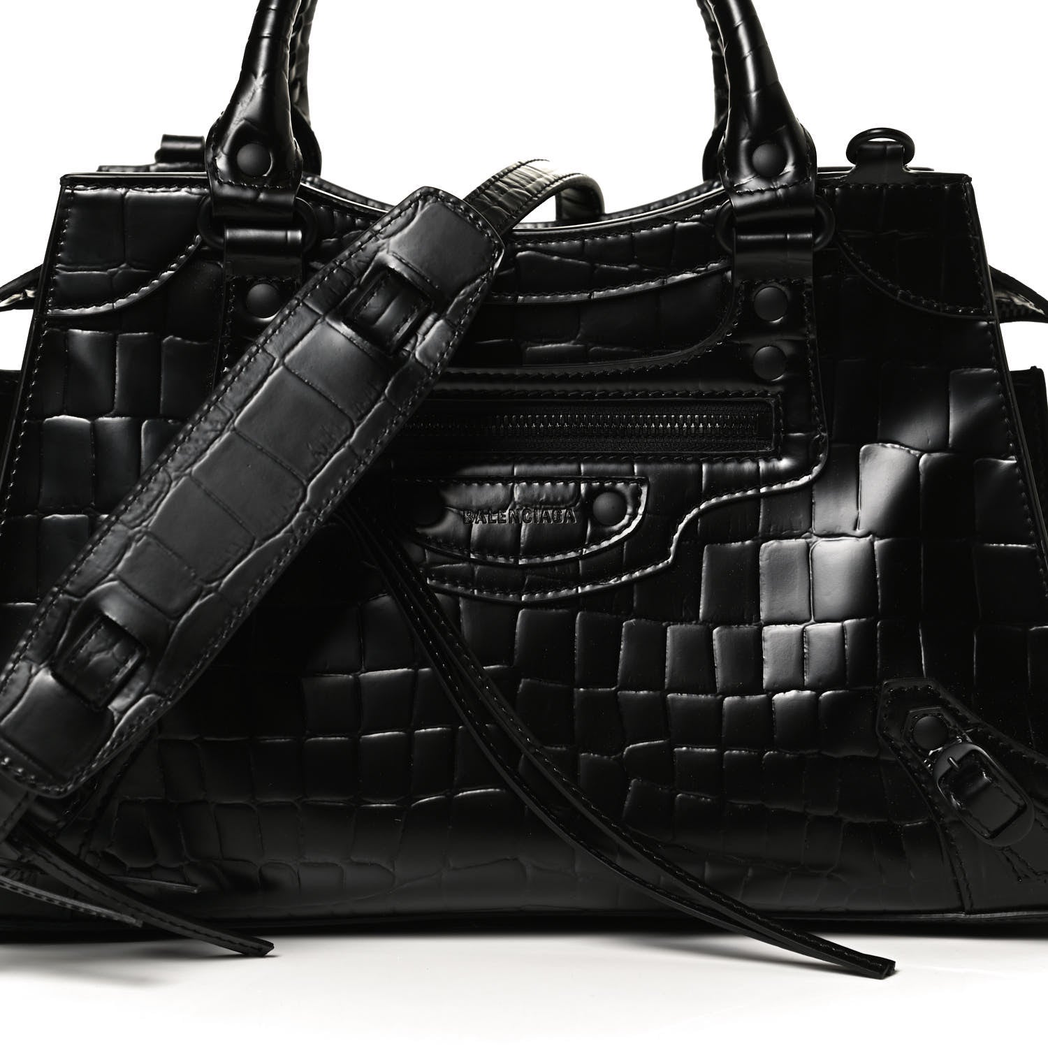 Balenciaga Semi Shiny Calfskin Crocodile Embossed Neo Classic Black Hardware S City Black 9 of 11