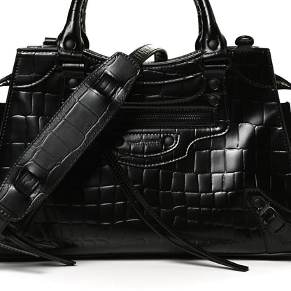 Balenciaga Semi Shiny Calfskin Crocodile Embossed Neo Classic Black Hardware S City Black 9 of 11