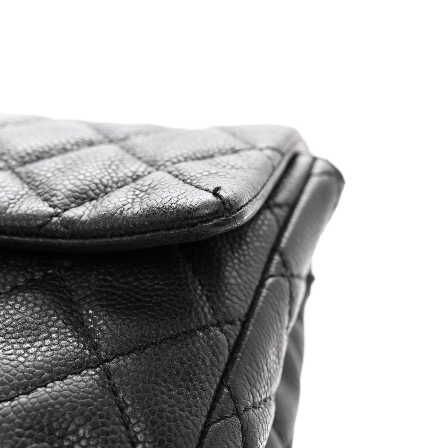 Washed Caviar Quilted Maxi Single Flap Black