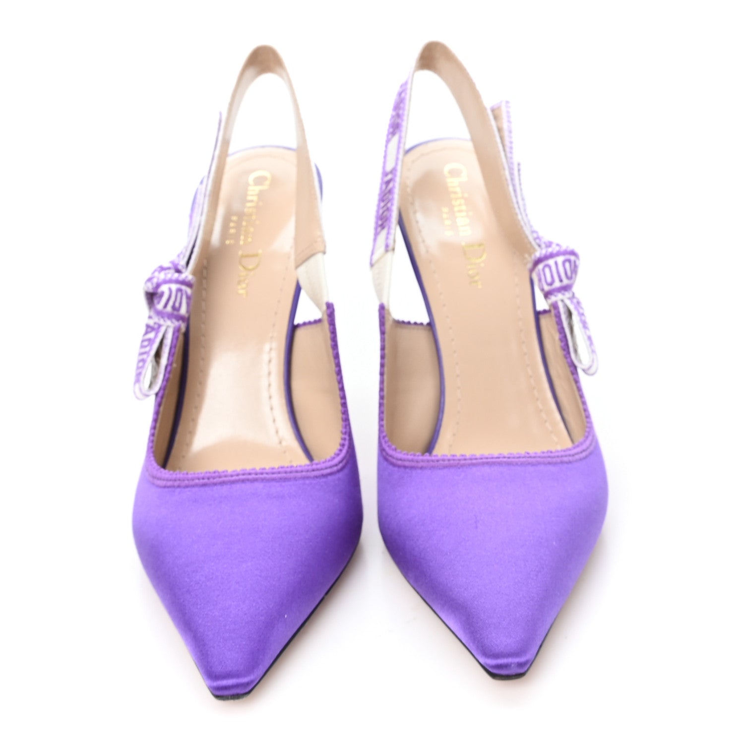 Christian Dior Satin Ribbon J Adior Slingback 100mm Pumps 38 Purple 3 of 10