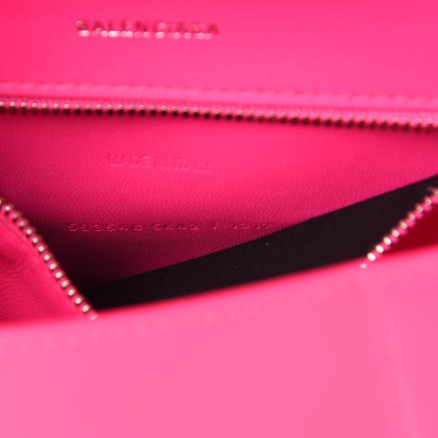 Shiny Box Calfskin Small Hourglass Top Handle Bag Hot Pink