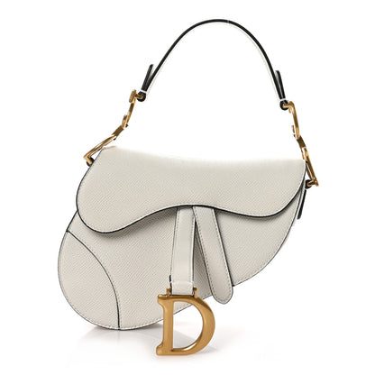 Christian Dior CHRISTIAN DIOR Grained Calfskin Mini Saddle Bag White 1 of 10