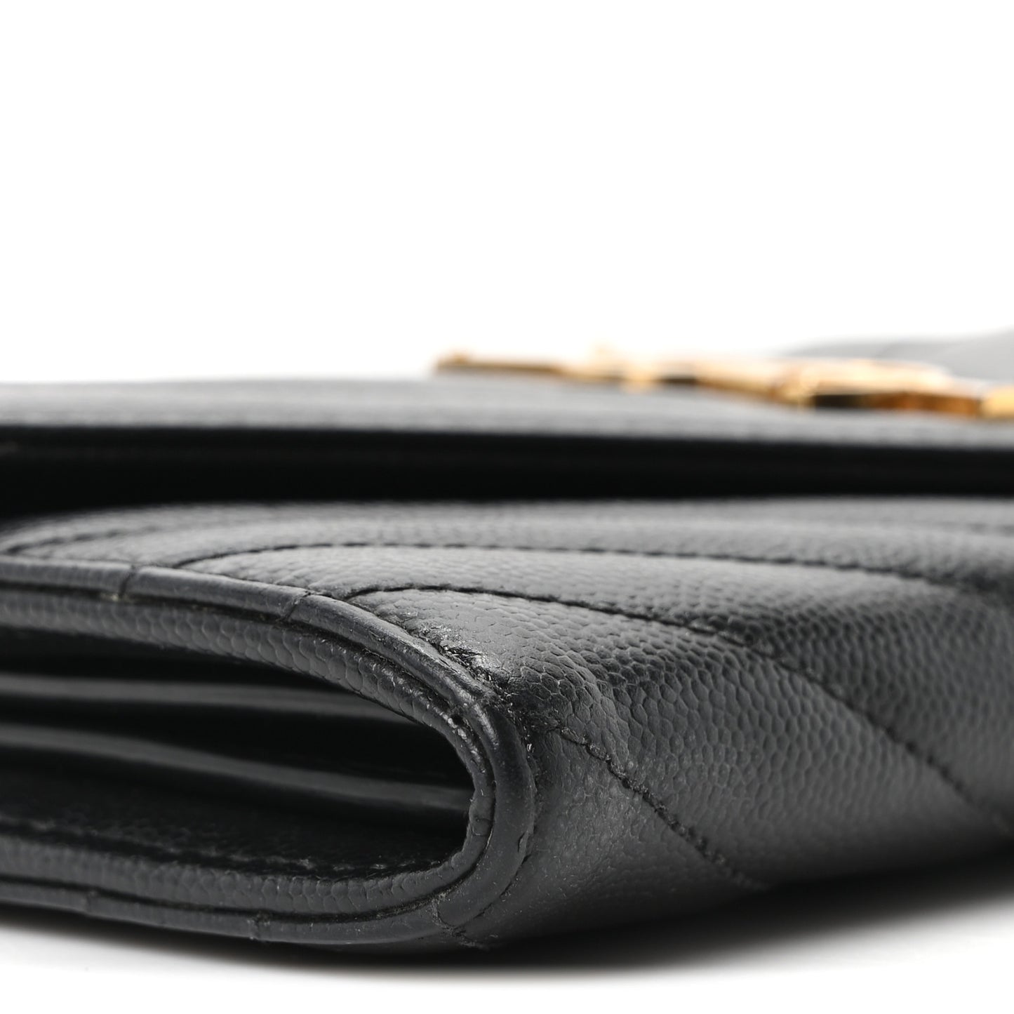 Grain De Poudre Matelasse Chevron Monogram Flap Wallet Black