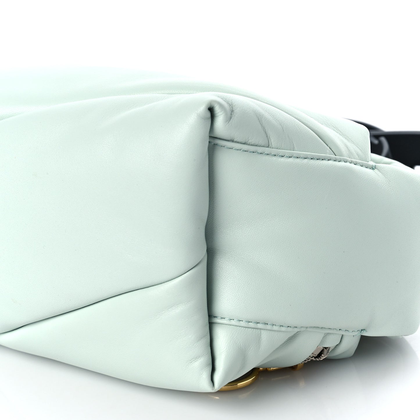 Calfskin Puffy Pump Pouch Crossbody Bag Green