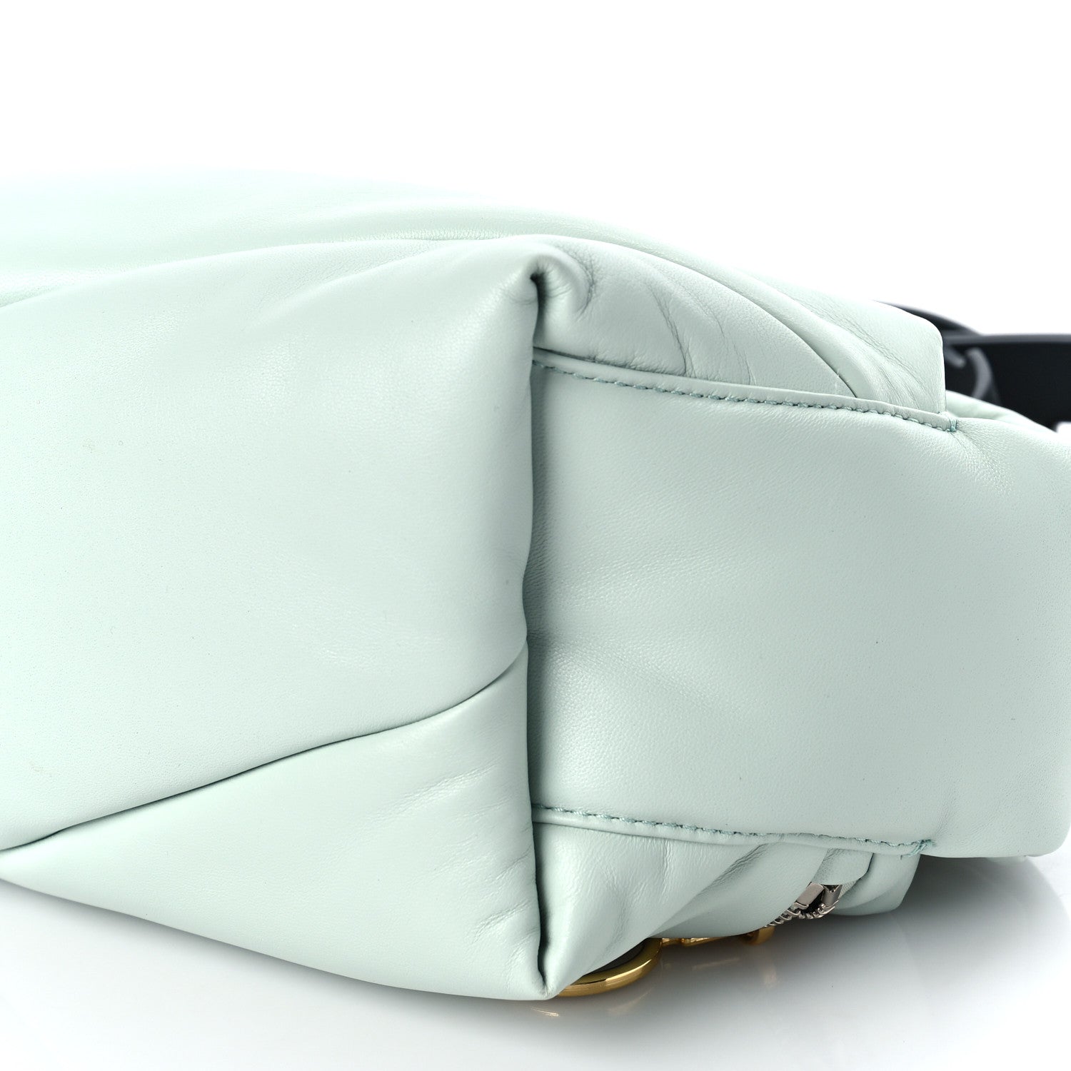 Off-White Calfskin Puffy Pump Pouch Crossbody Bag Green 9 of 9
