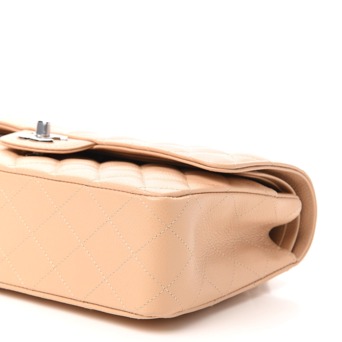 Caviar Quilted Medium Double Flap Beige Clair