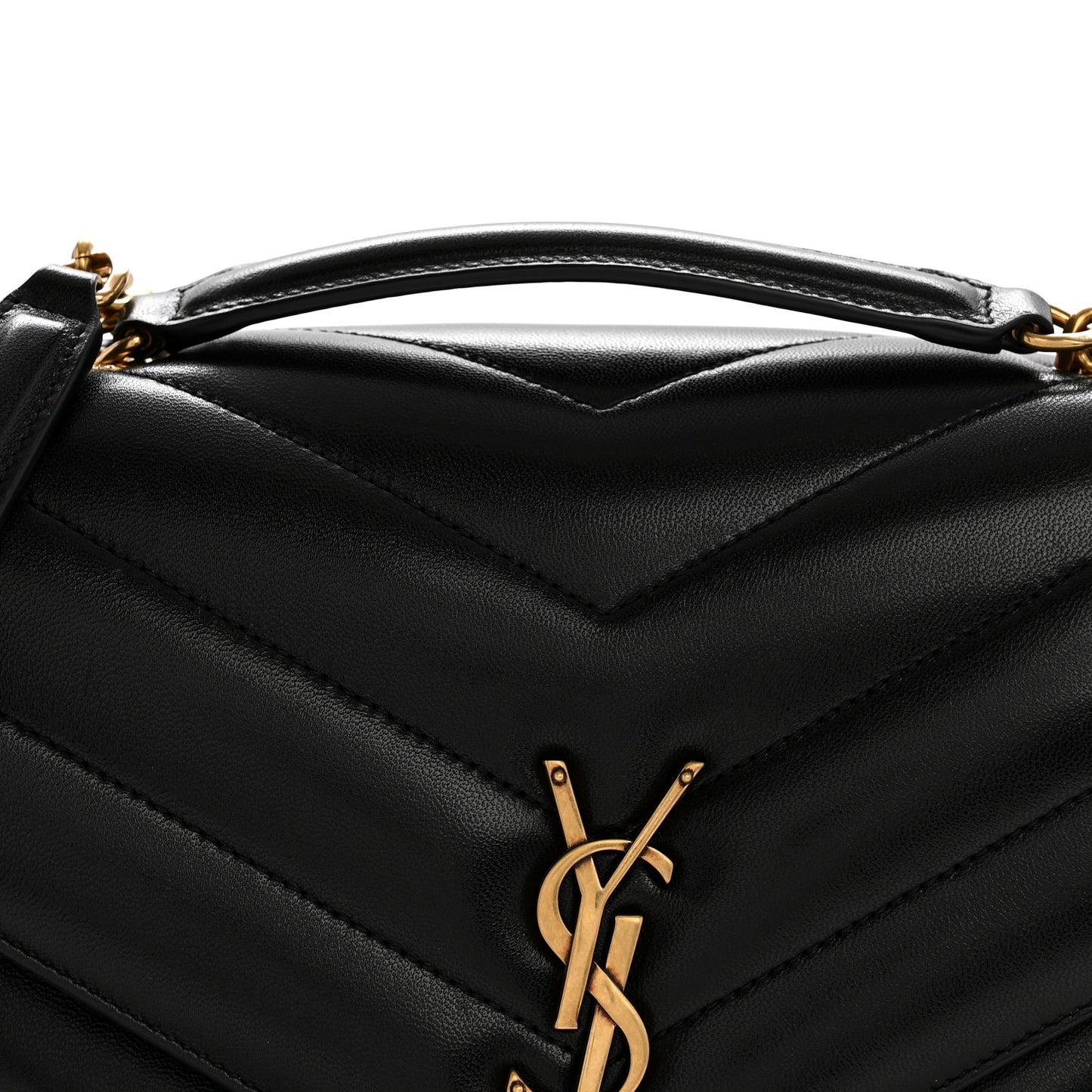 Lambskin Chevron Quilted Medium Loulou Black