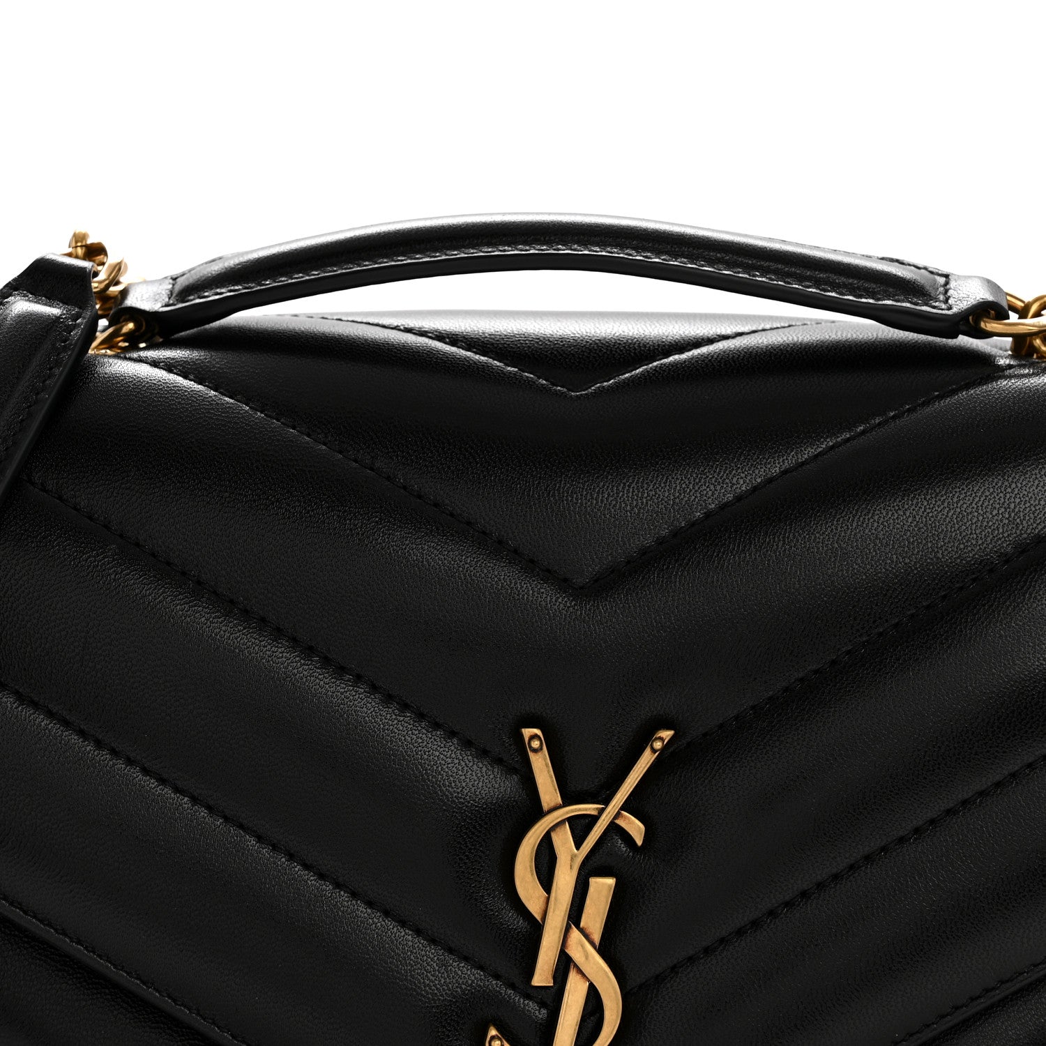 Saint Laurent Lambskin Chevron Quilted Medium Loulou Black 9 of 14