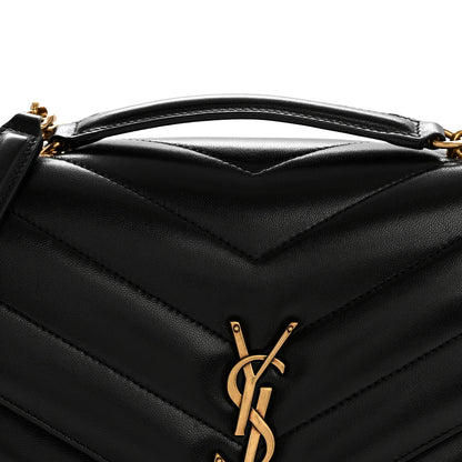Saint Laurent Lambskin Chevron Quilted Medium Loulou Black 9 of 14