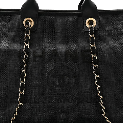 Chanel Mixed Fibers Calfskin Striped Medium Deauville Tote Black 8 of 10