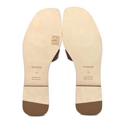 Hermes Box Calfskin Oran Sandals 41 Gold 5 of 8