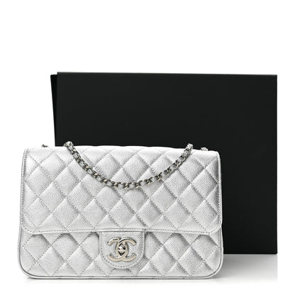 Chanel Metallic Caviar Quilted Medium CC Slide Flap Silver 12 of 12