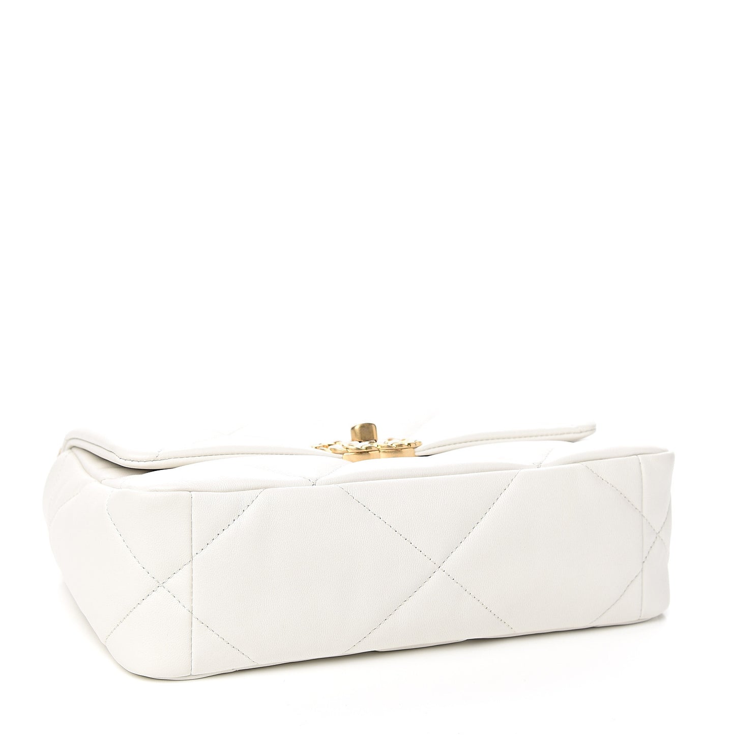 Goatskin Quilted Medium 19 Flap White