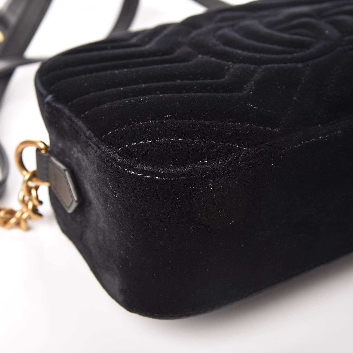 Gucci Velvet Matelasse Small GG Marmont Chain Shoulder Bag Black 14 of 21