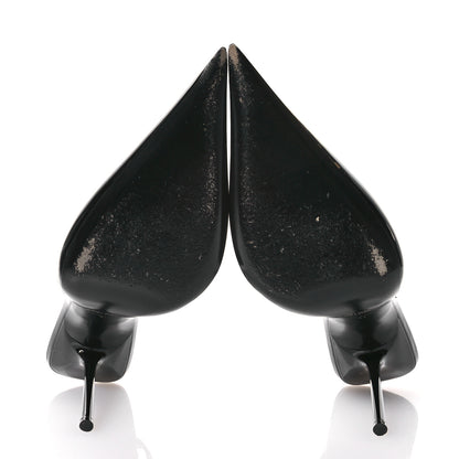 Saint Laurent Patent Calfskin Kiss 105 Slingback Pumps 41 Black 6 of 9