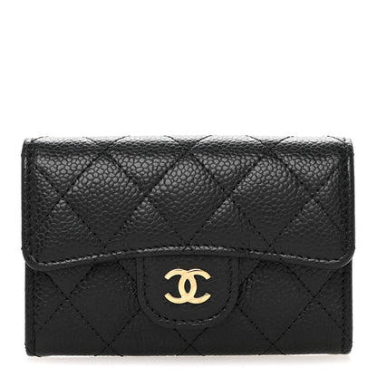 Chanel Caviar Quilted Flap Card Holder Wallet Black 1 of 9
