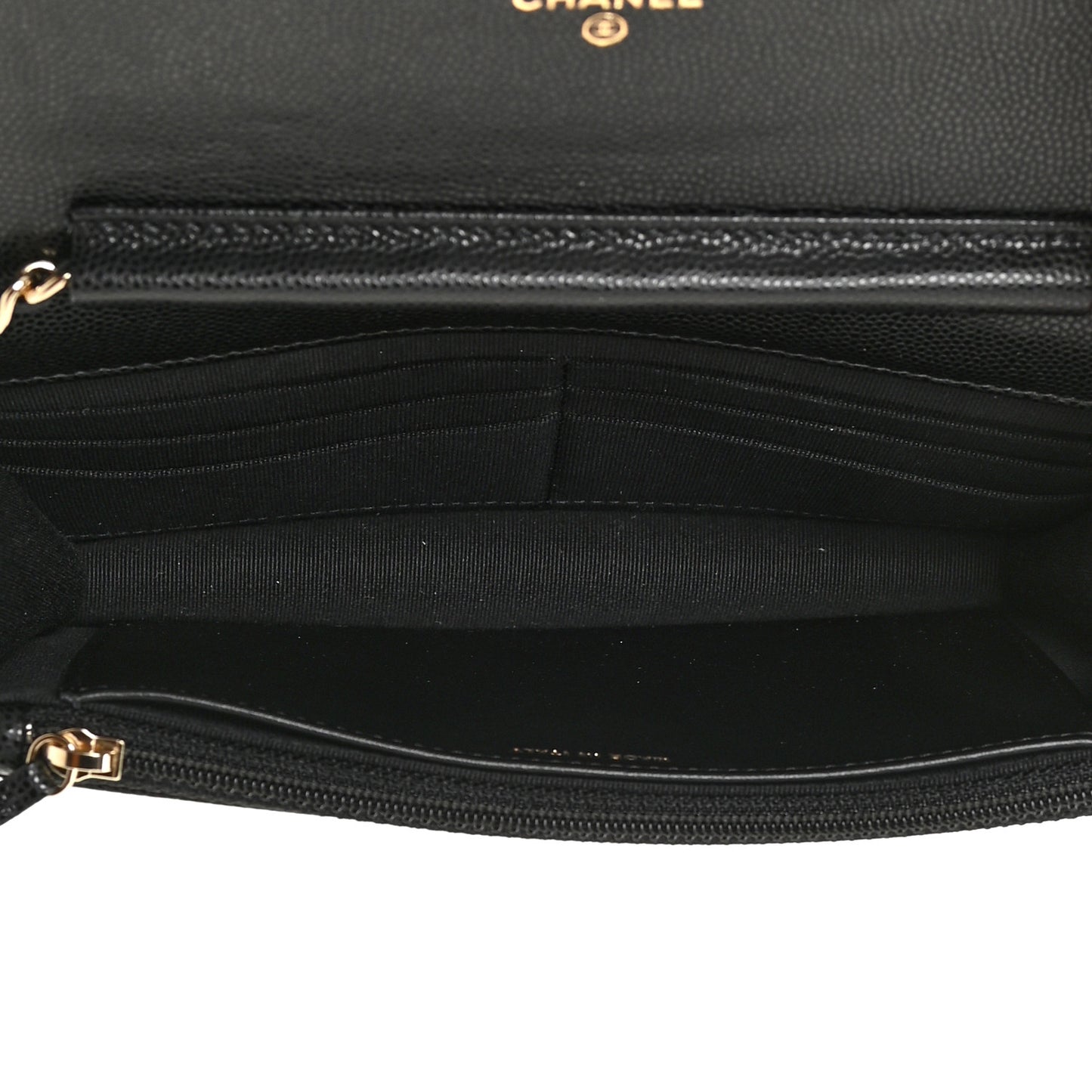 Caviar Quilted Crystal CC Wallet On Chain WOC Black