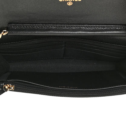 Chanel Caviar Quilted Crystal CC Wallet On Chain WOC Black 4 of 12