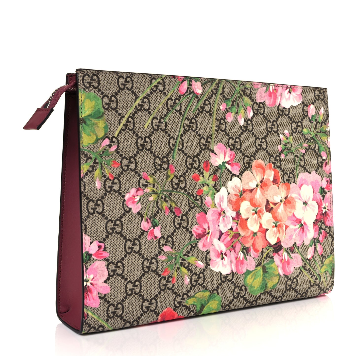 GG Supreme Monogram Blooms Large Cosmetic Case Beige Multicolor Dry Rose