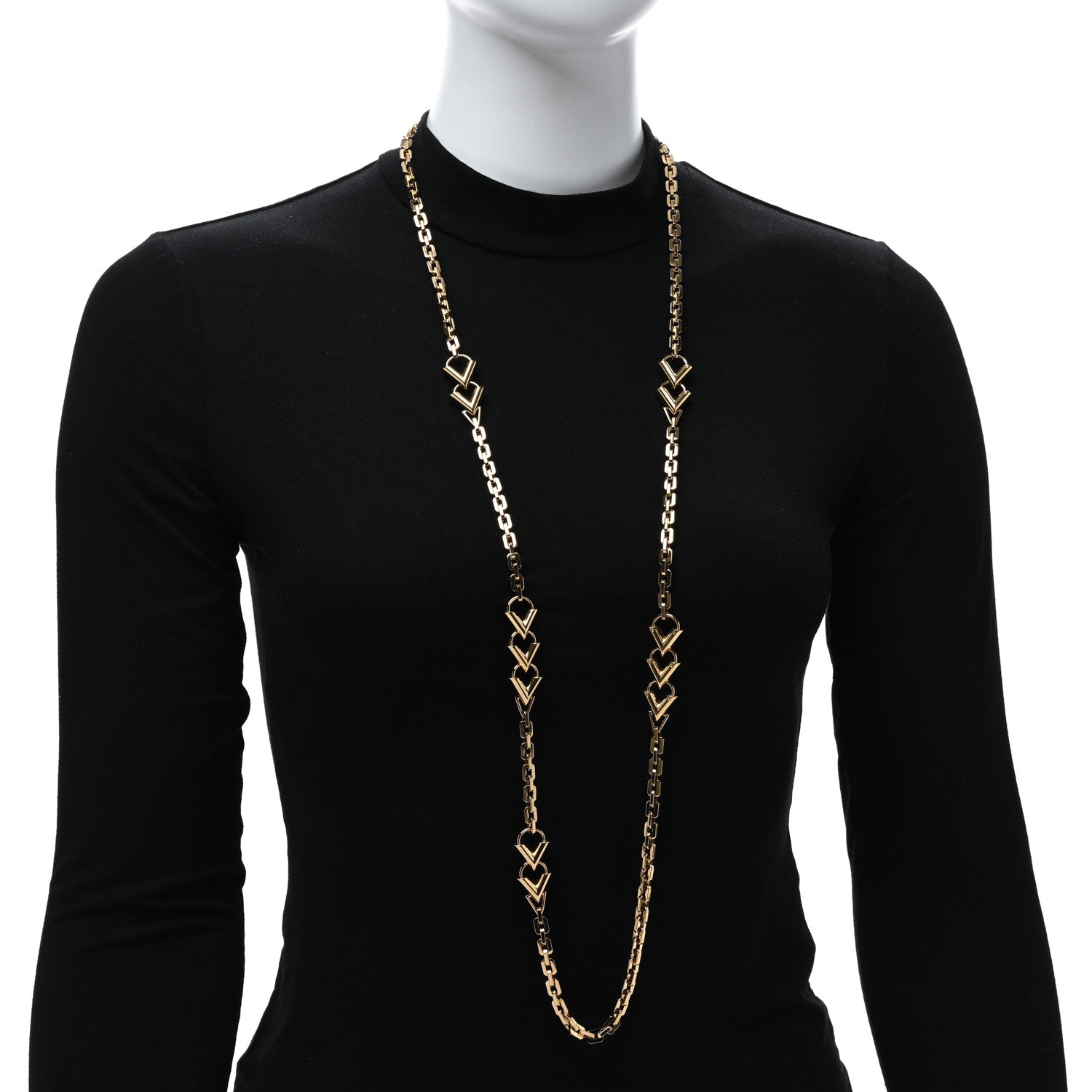 Louis Vuitton Essential V Chain Long Necklace Gold 2 of 4