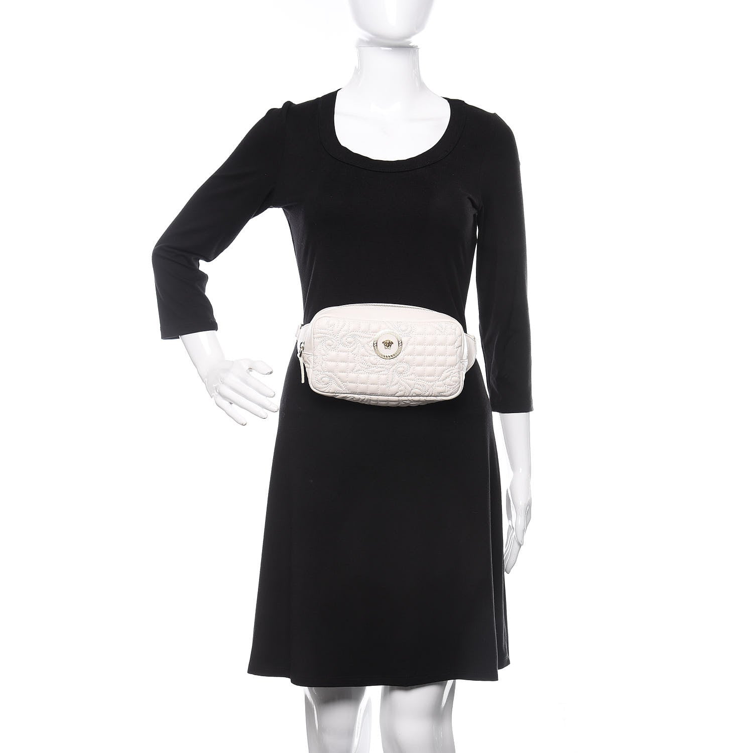 Versace Nappa Barocco Quilted Vanitas Medea Belt Bag White 2 of 10