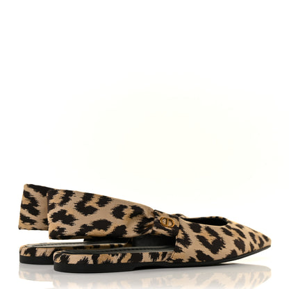 Christian Dior Nylon Leopard Print Mizza Slingback Flat 39 Beige Multicolor 4 of 9