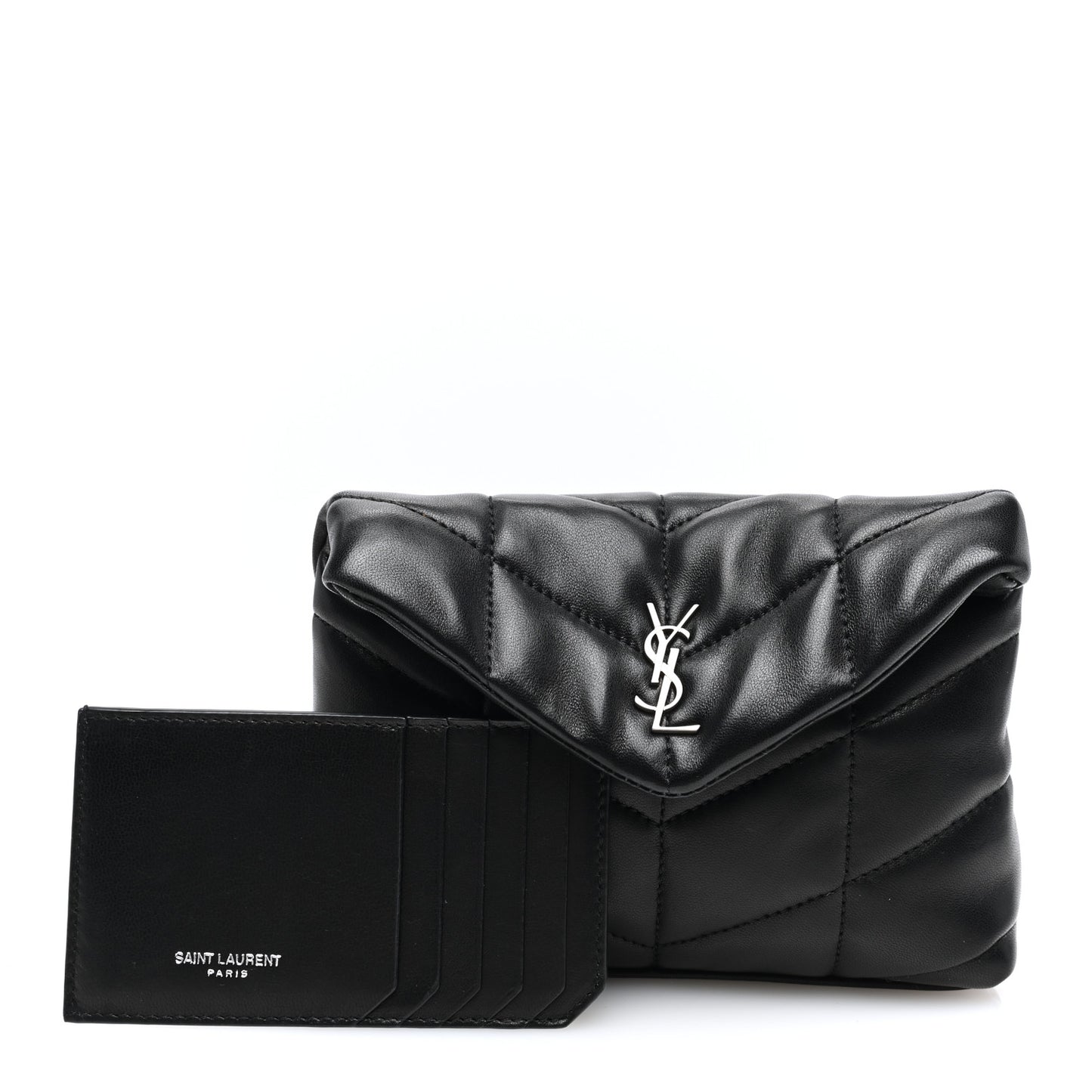 Lambskin Monogram Loulou Puffer Pouch Clutch Black