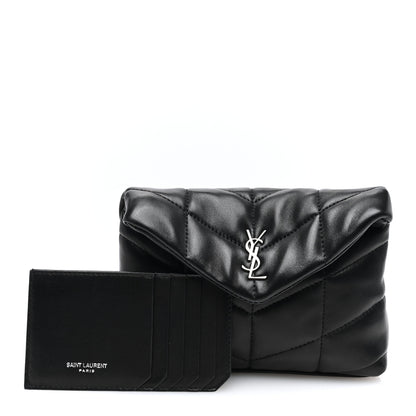 Saint Laurent Lambskin Monogram Loulou Puffer Pouch Clutch Black 3 of 10